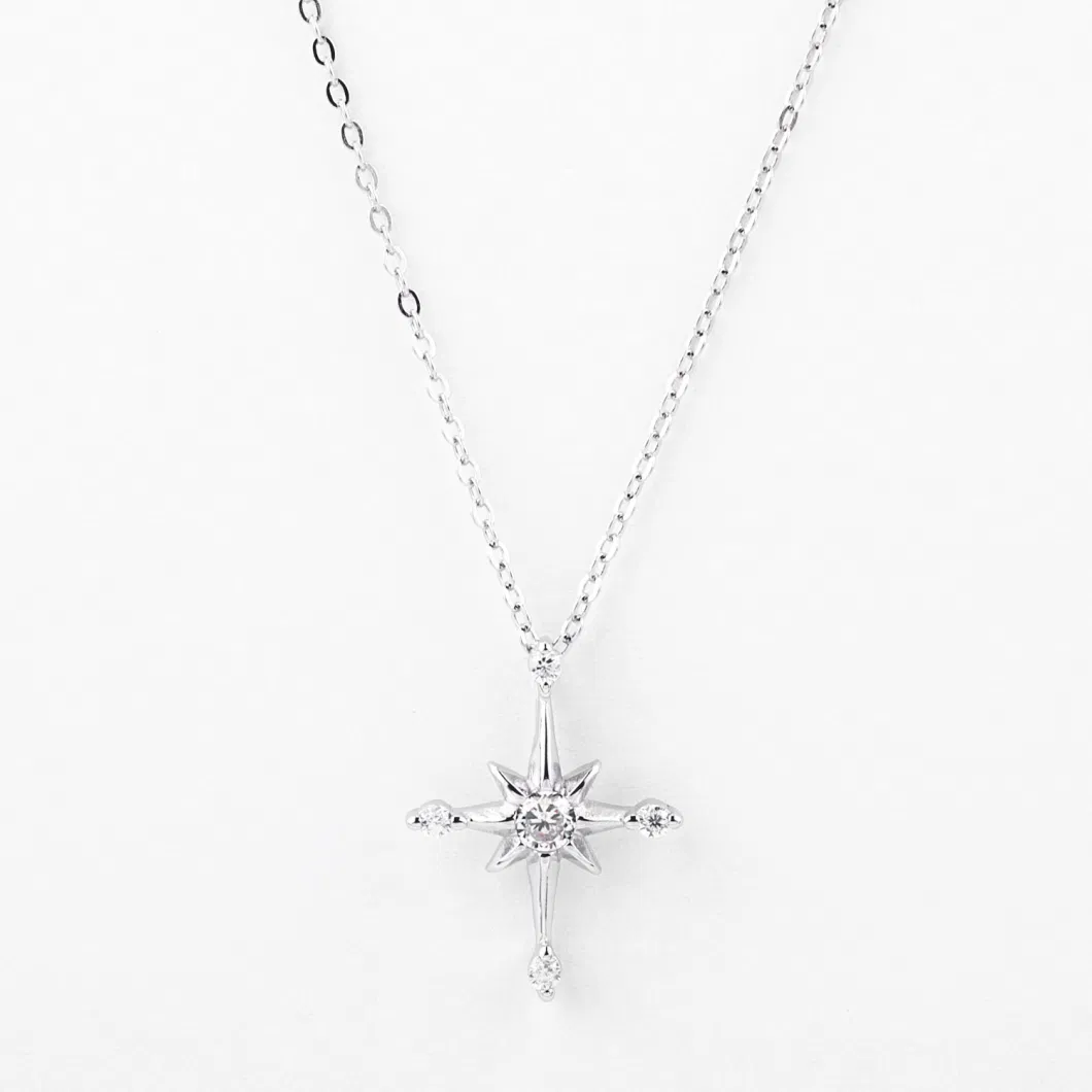 Your Logo Cross Fashion Jewelry in Sterling Silver with All Color Zirconia