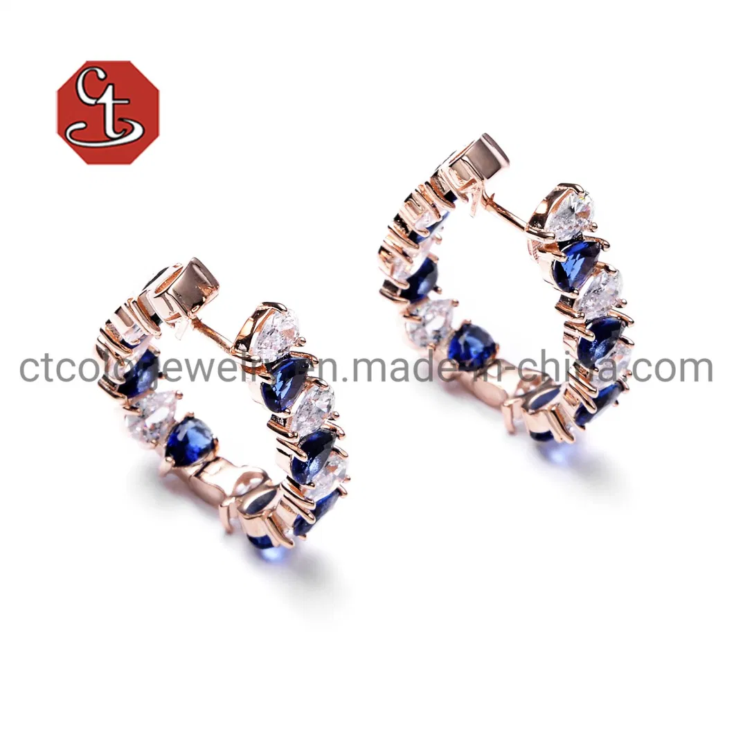 Luxury Gem Stone Earring Oval Shape Silver Jewelry