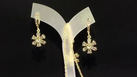 Damen-Modeschmuck, 18 Karat rosévergoldete Legierung, Silber-Anhänger-Ketten-Halskette mit Kristall-Perlen-Ohrring-Sets