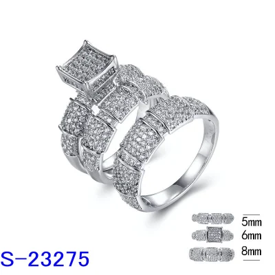 Fabrik Großhandel Sterling Silber Messing Kupfer Diamant Zirkon Hochzeit Verlobungsring für Frauen