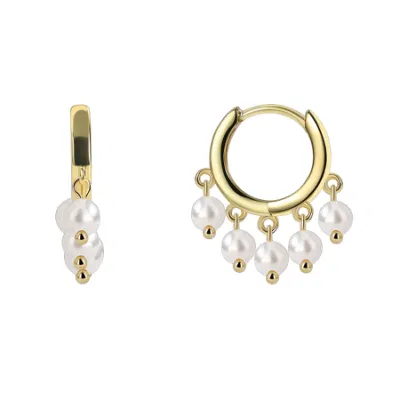 Großhandel trendige Vergoldung Messing Perlen Perlen Quaste Drop Huggie Creolen Schmuck für Frauen