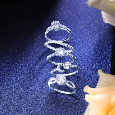 Mode feiner Schmuck 925 Sterling Silber Schmuck Moissanit Diamant Ring für Frauen Verlobung Hochzeit Versprechen Ring
